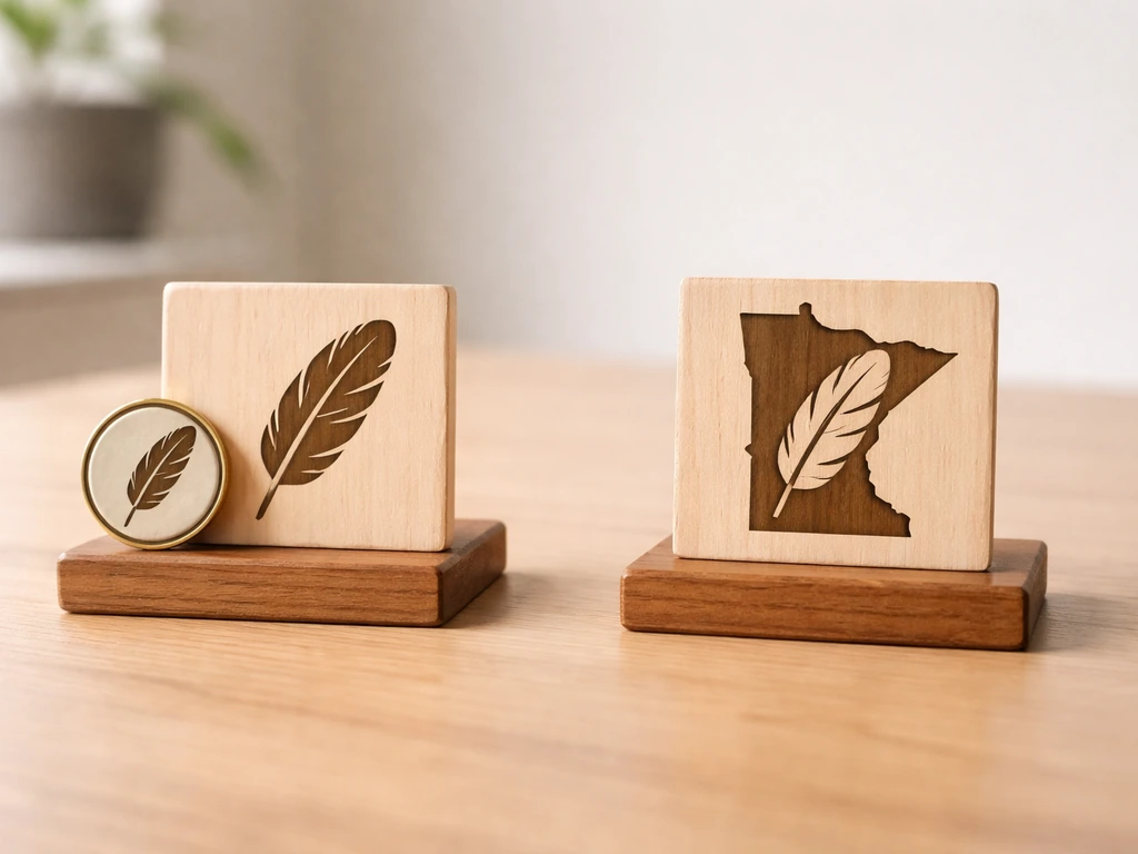 Minimal tabletop scene contrasting one national bird symbol vs a state-specific bird selection.