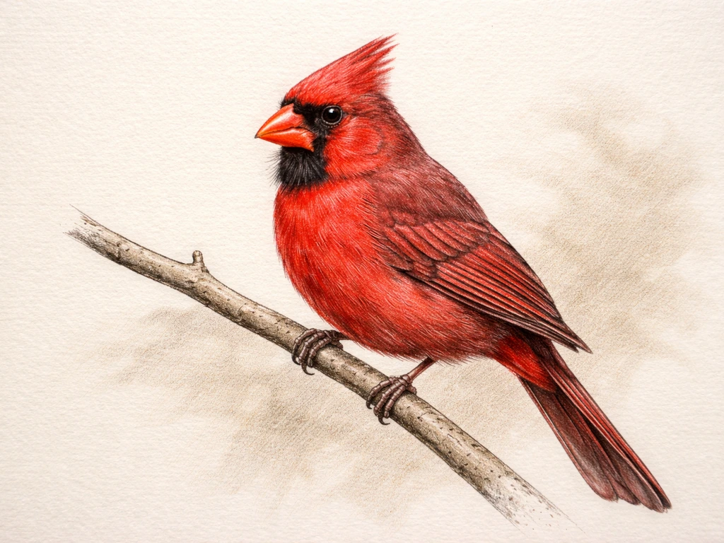 How to Draw Illinois State Bird Northern Cardinal Step by Step